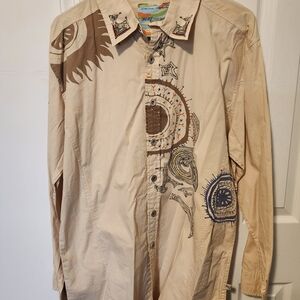 SQ Wear Hawaiian Graphic Long-Sleeve Collared Shirt, Limited  NWT